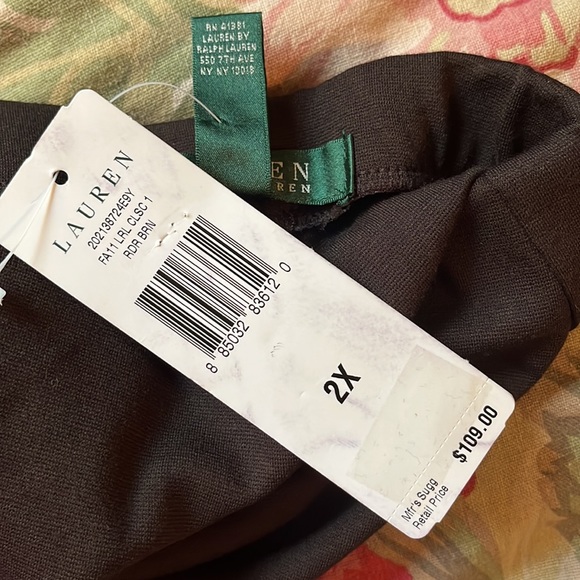RALPH LAUREN Size 2X 40"W x 33"L Tall  Modern Flat Classic Brown Stretch $109NEW - Picture 10 of 16